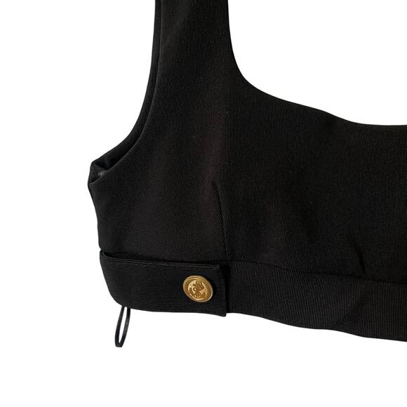 Zara Womens Medium Bra Crop Top Sailor Nautical Theme Ribbed Black Solid - Picture 6 of 8